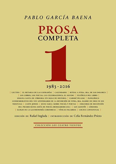 Prosa Completa, 1 "1983-2016". 