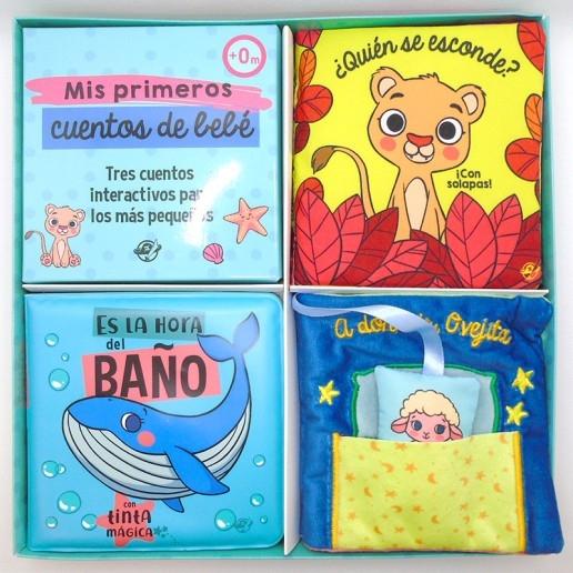 Mis Primeros Cuentos de Bebé "Tres Cuentos Interactivos para los Más Pequeños: Solapas, Baño y Tela con Muñeco."