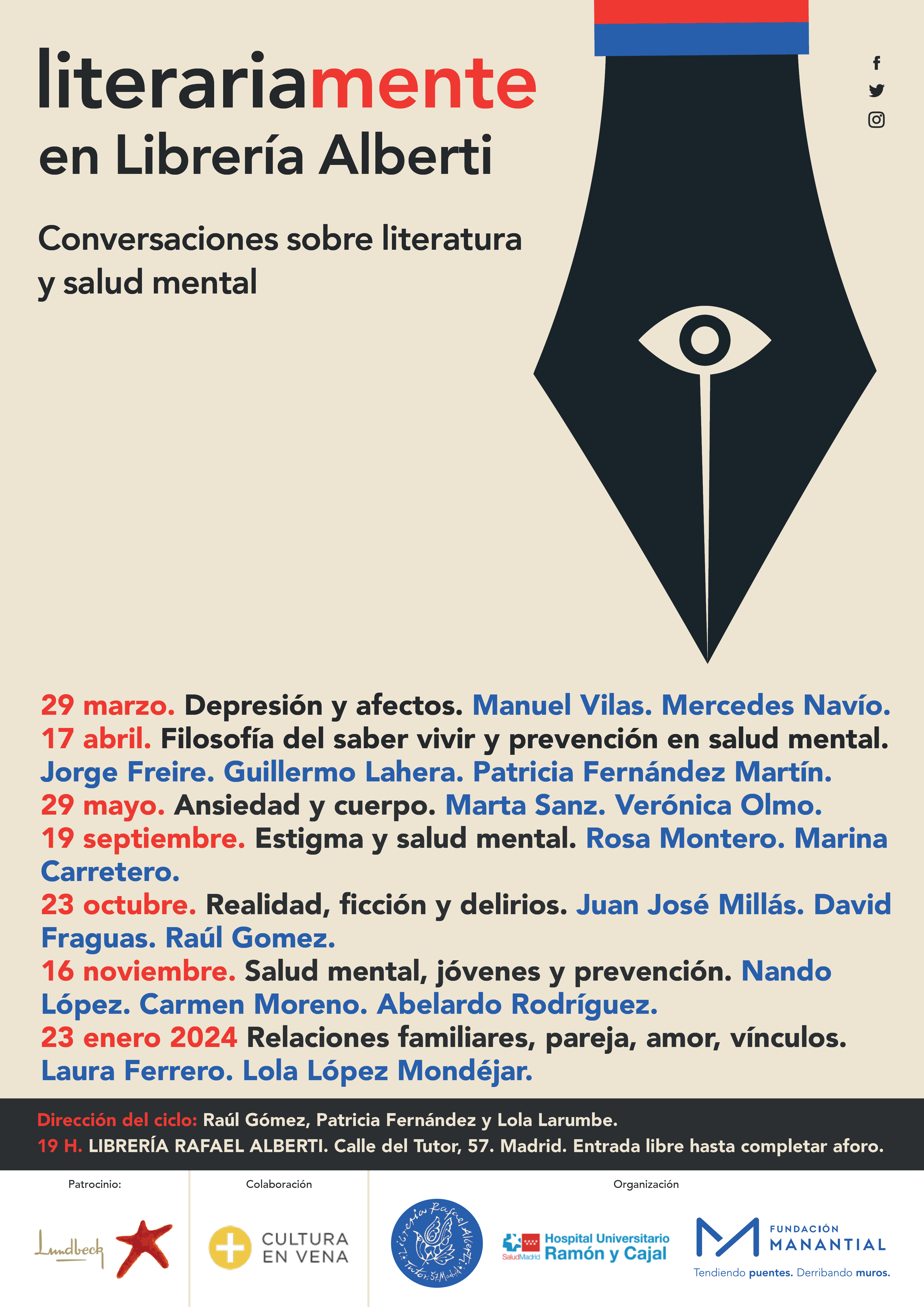 LiterariaMENTE en Librería Alberti. Conversaciones sobre literatura y salud mental.