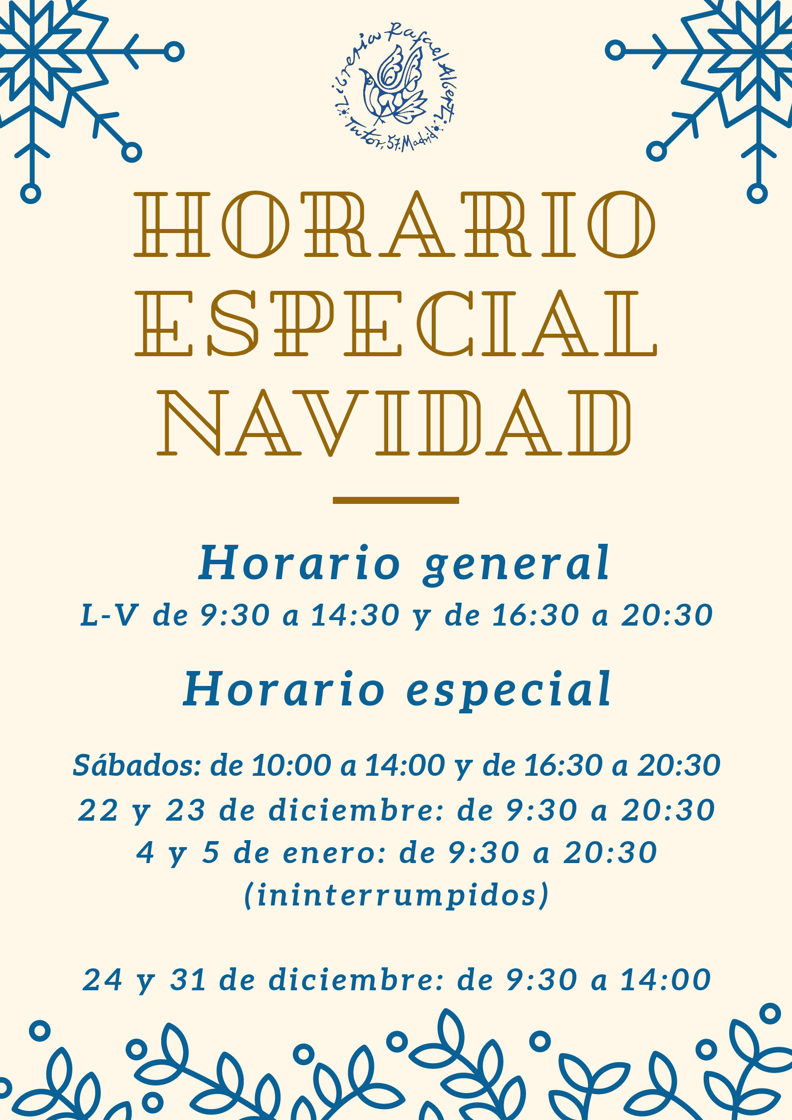 HORARIO ESPECIAL NAVIDAD 2020