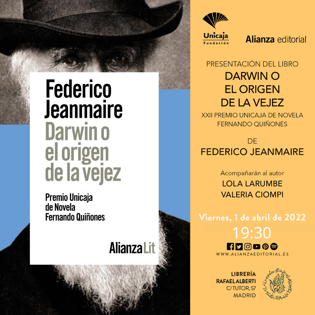 Presentación del XXII Premio Unicaja de Novela Fernando Quiñones | Darwin o el origen de la vejez, de FEDERICO JEANMAIRE