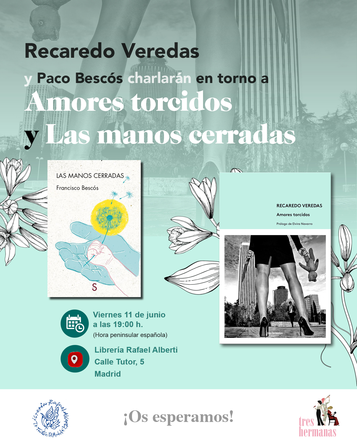 RECAREDO VEREDAS y PACO BESCÓS presentan y firman 'Amores torcidos' y 'Las manos cerradas'