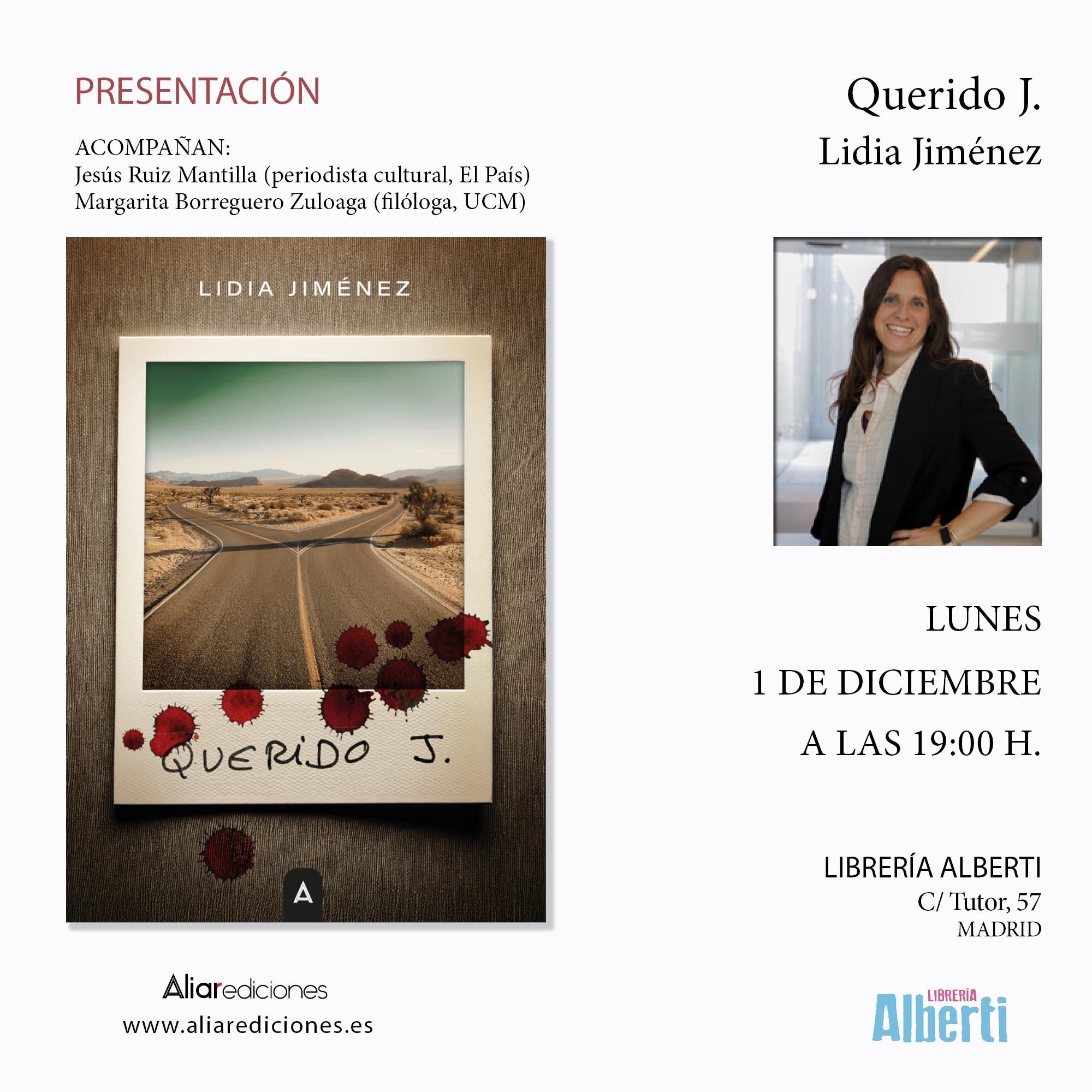 LIDIA JIMÉNEZ, Querido J (Aliar Ediciones)