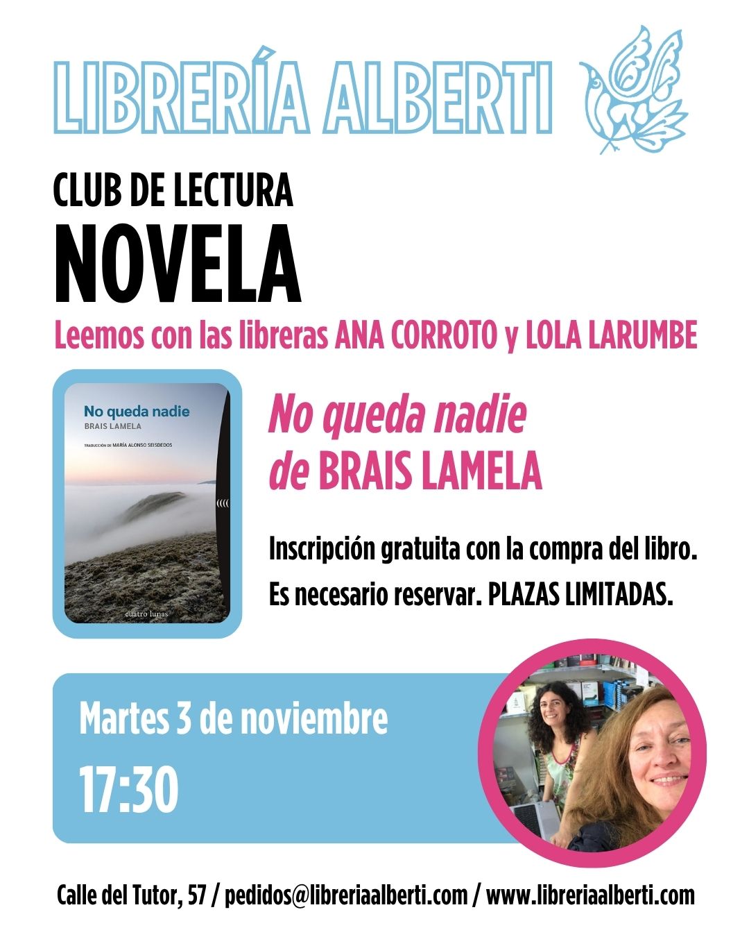 3ª Sesión Temporada 26-27 CLUB DE NOVELA | No queda nadie, de BRAIS LAMELA (Cuatro lunas)