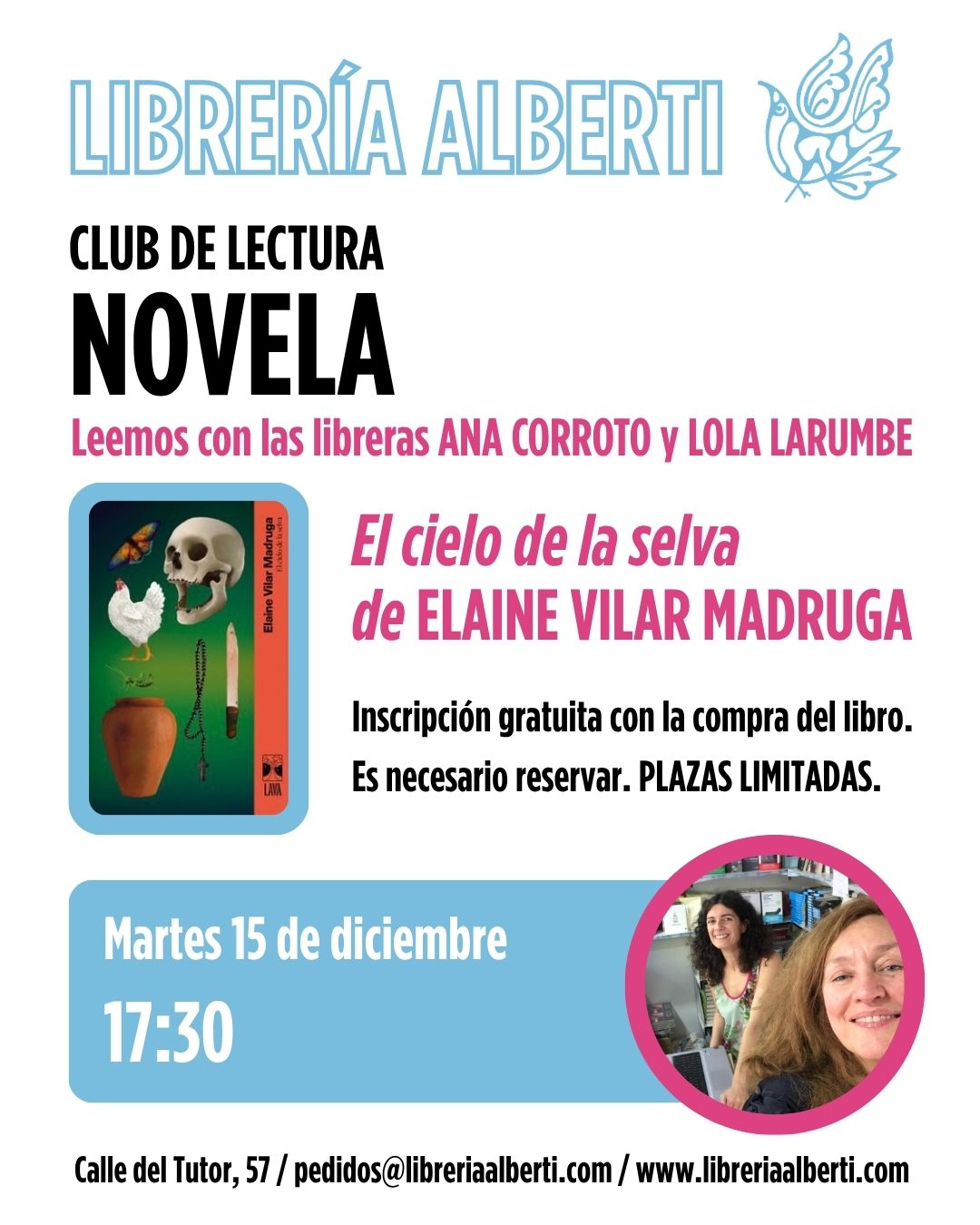 4ª Sesión Temporada 26-27 CLUB DE NOVELA | El cielo de la selva, de ELAINE VILAR MADRUGA (Lava Editorial)