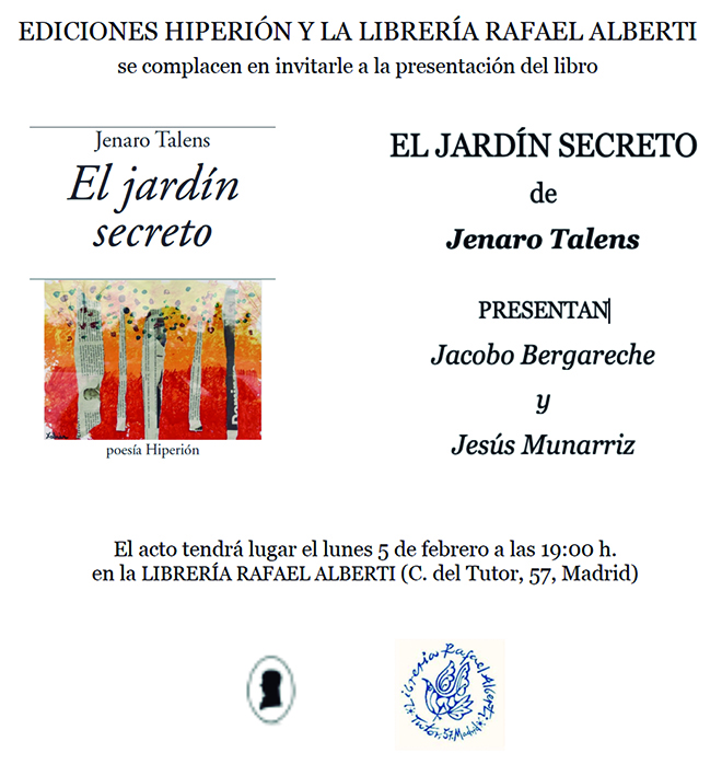 JENARO TALENS, El jardín secreto (Hiperión)