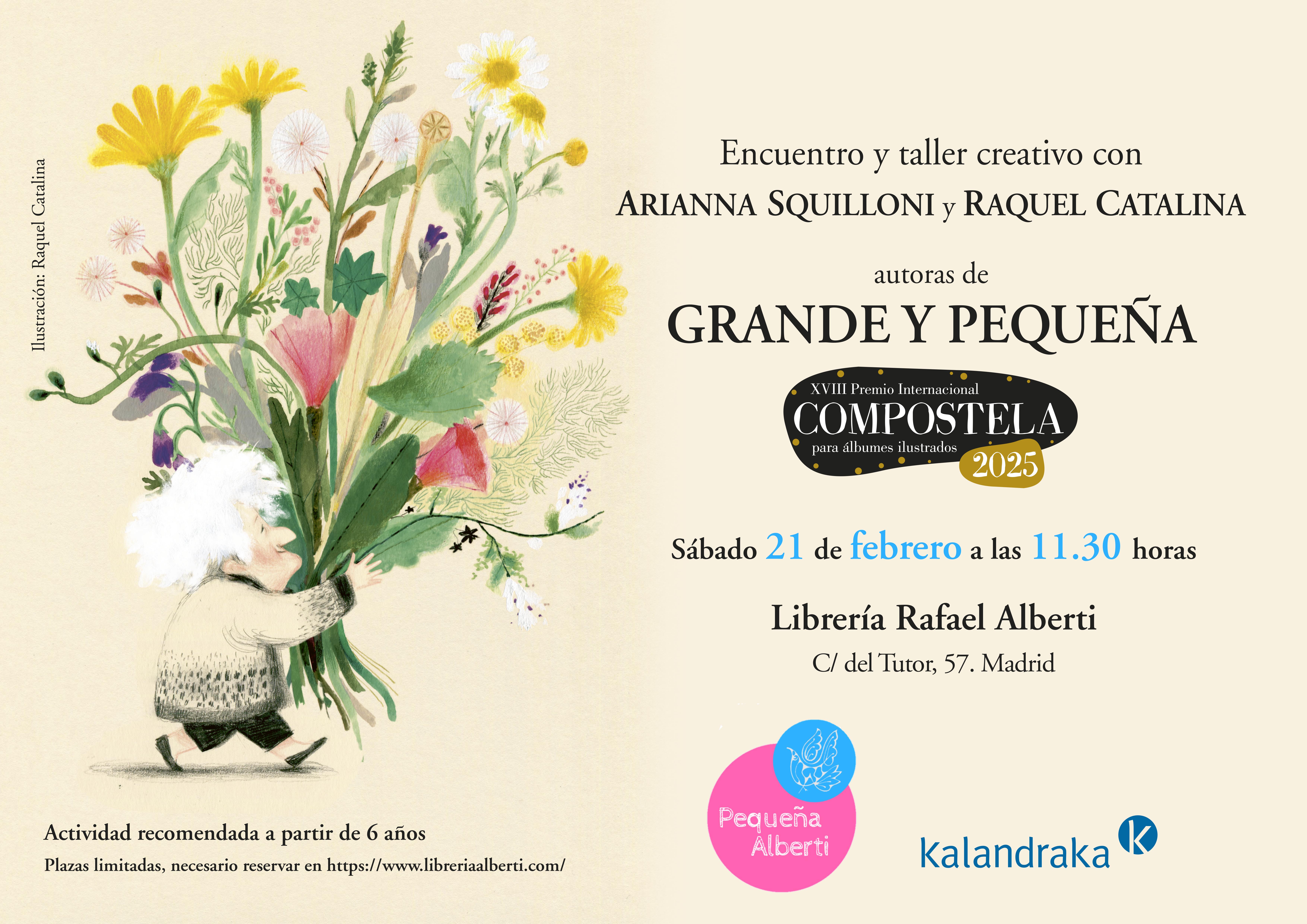 GRANDE Y PEQUEÑA: Encuentro y taller creativo con Arianna Squilloni y Raquel Catalina (Kalandraka)