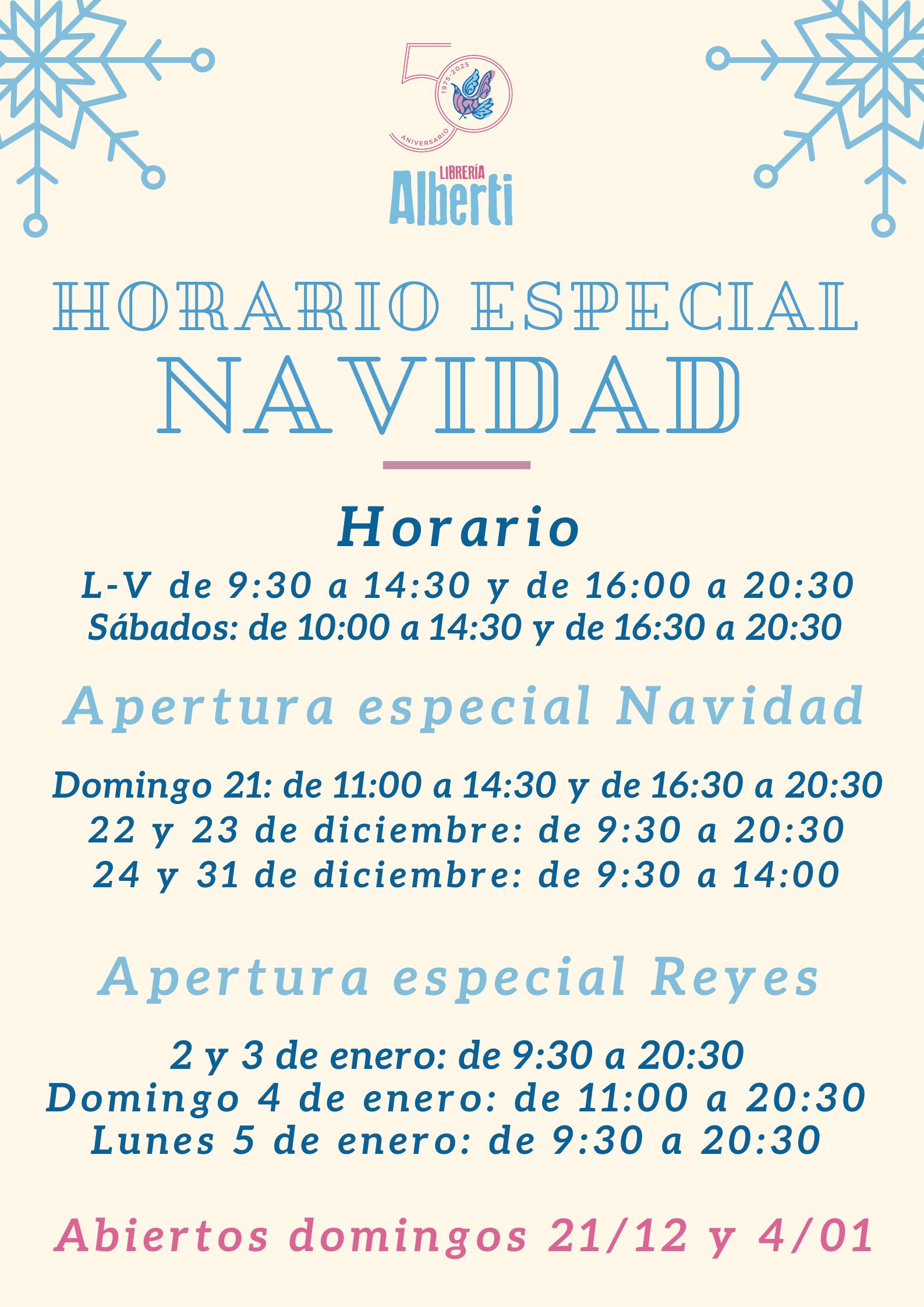 HORARIO ESPECIAL NAVIDAD
