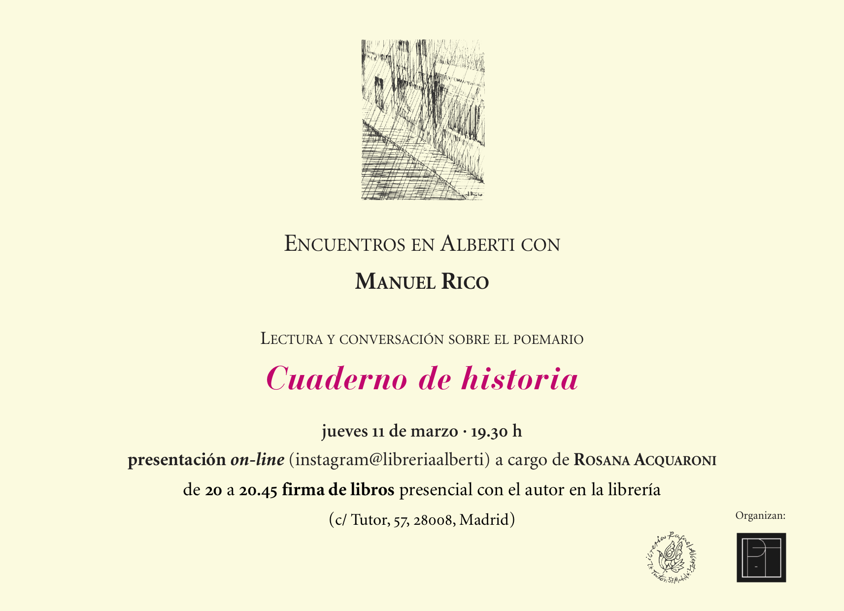 MANUEL RICO presenta y firma 'Cuaderno de historia' (Pre-Textos)