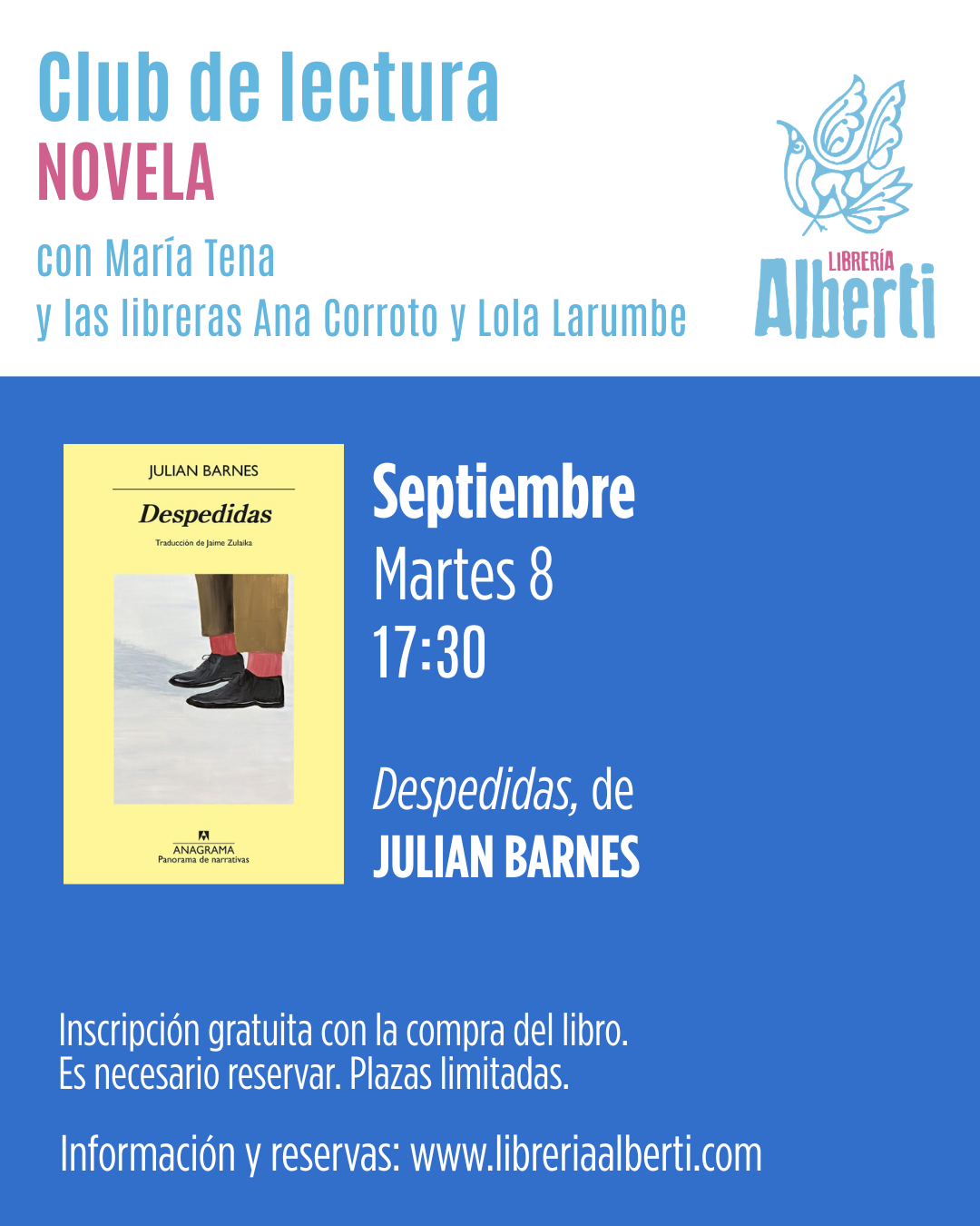 1ª Sesión Temporada 26-27 CLUB DE NOVELA | Despedidas, de JULIAN BARNES (Anagrama)