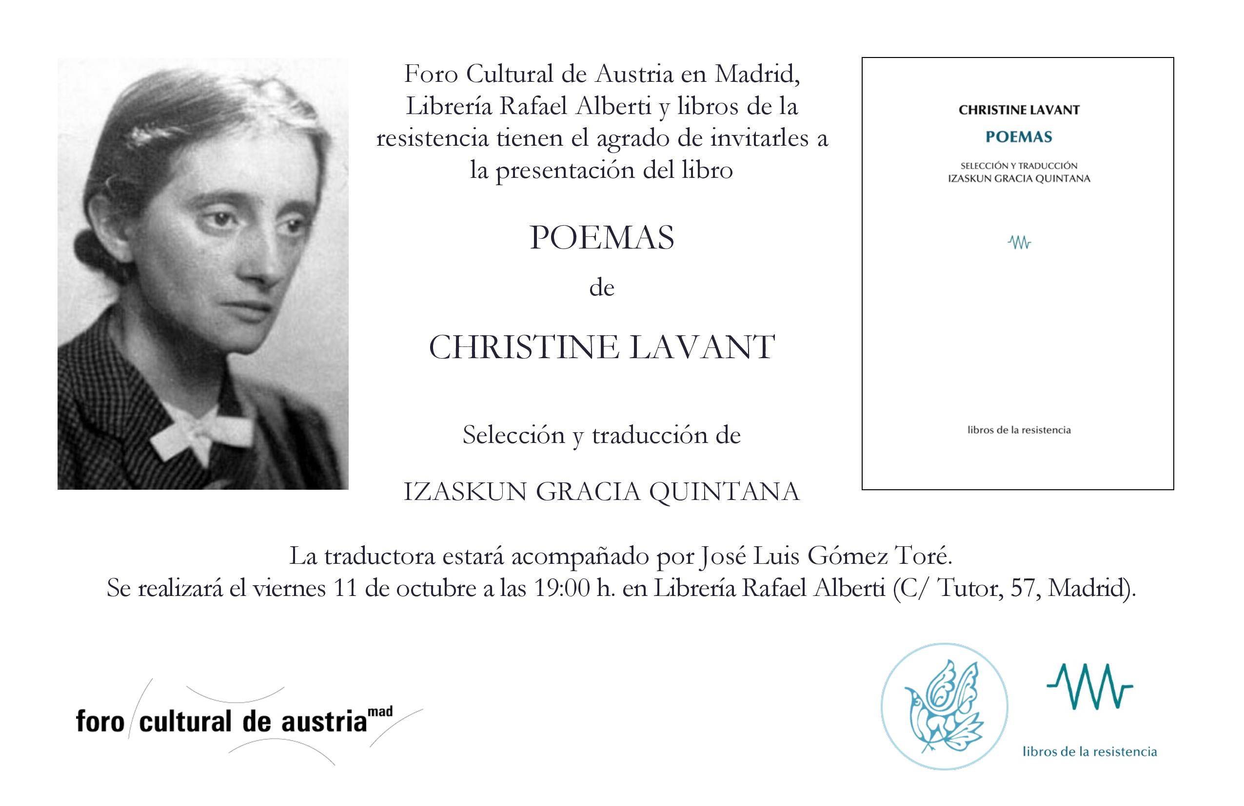 CHRISTINE LAVANT, Poemas (Libros de la Resistencia)