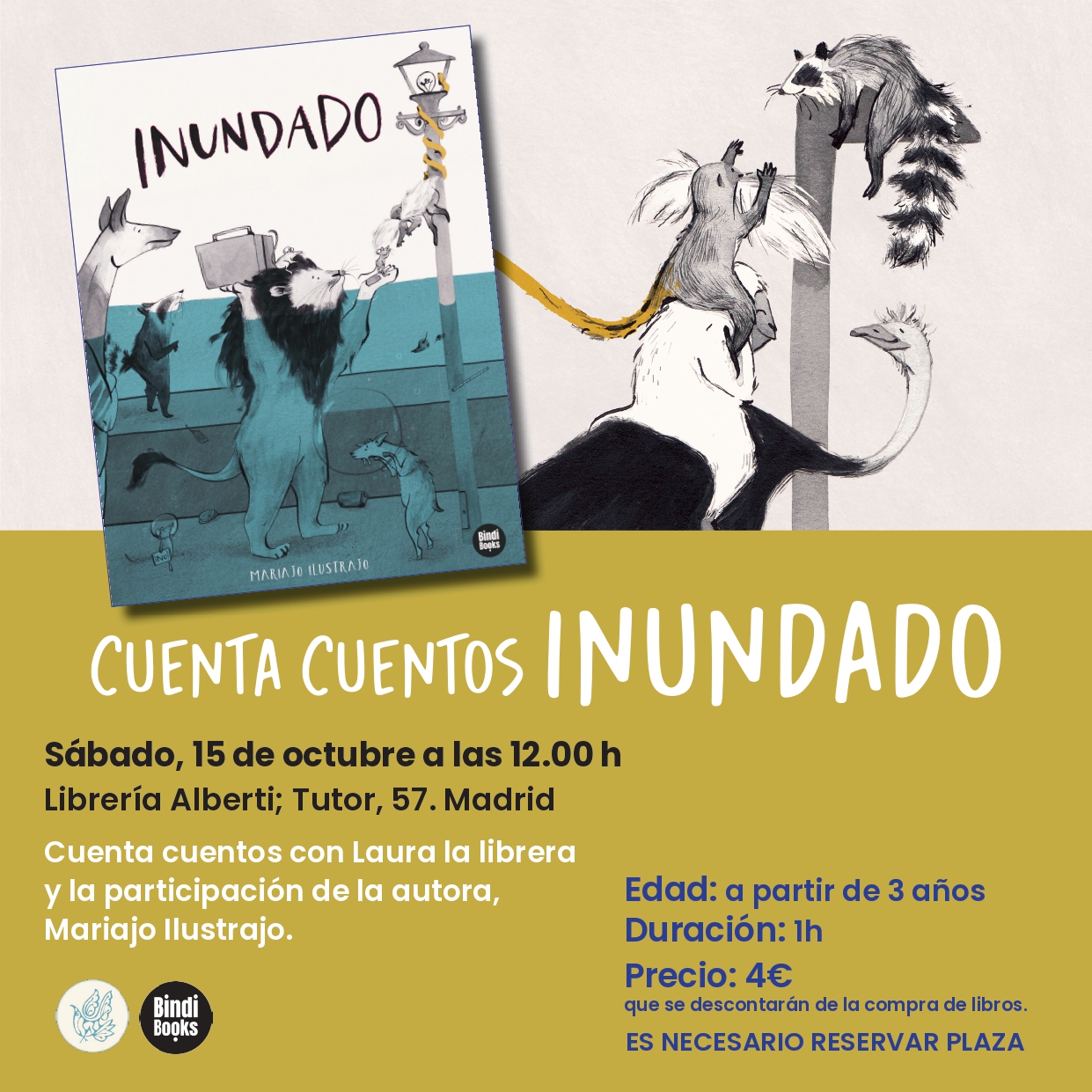 Cuentacuentos y taller de ilustración con MARIAJO ILUSTRAJO - Inundado (Bindi Books)