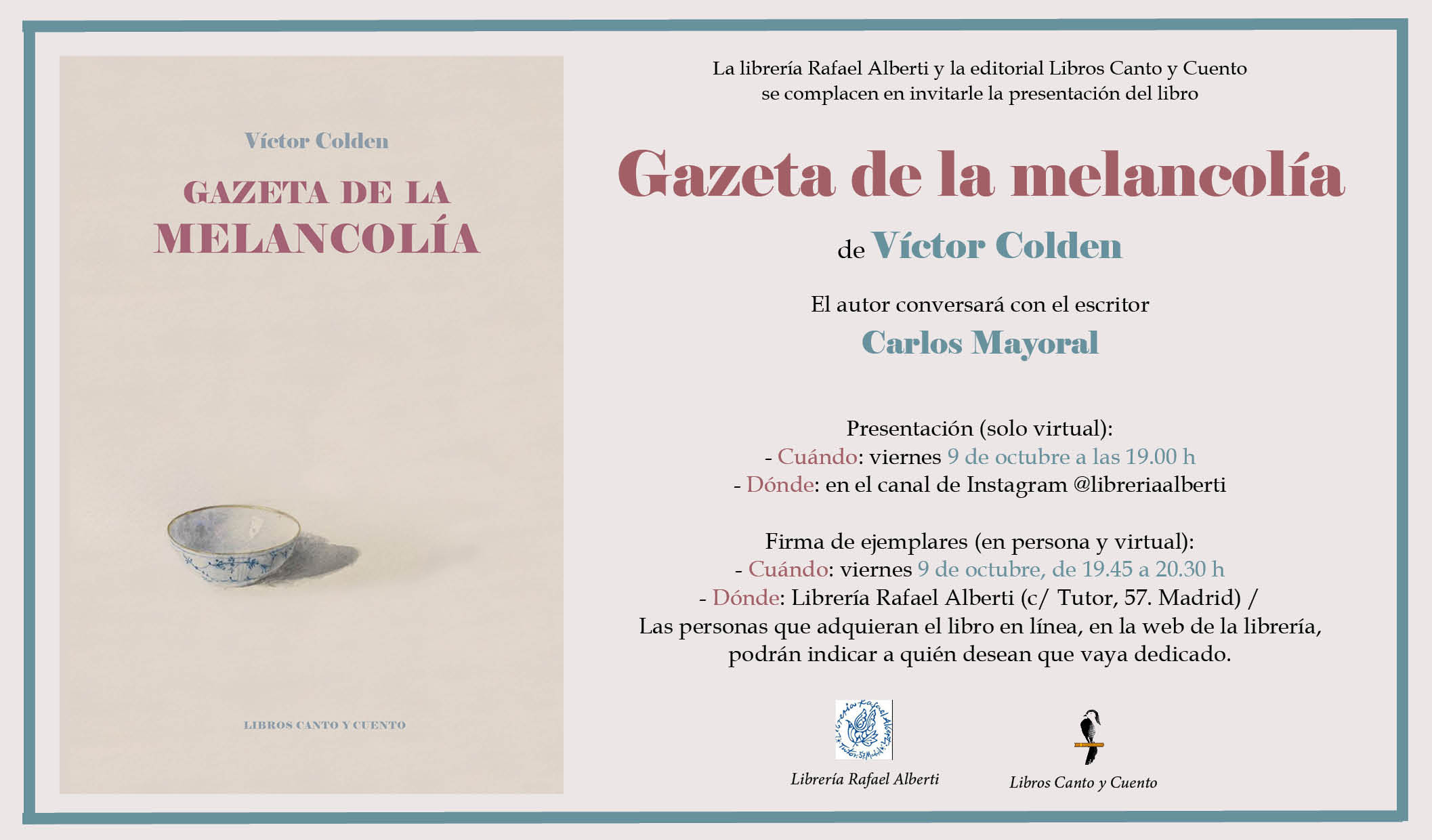 VICTOR COLDEN presenta y firma 'Gazeta de la melancolía' (Libros Canto y Cuento)