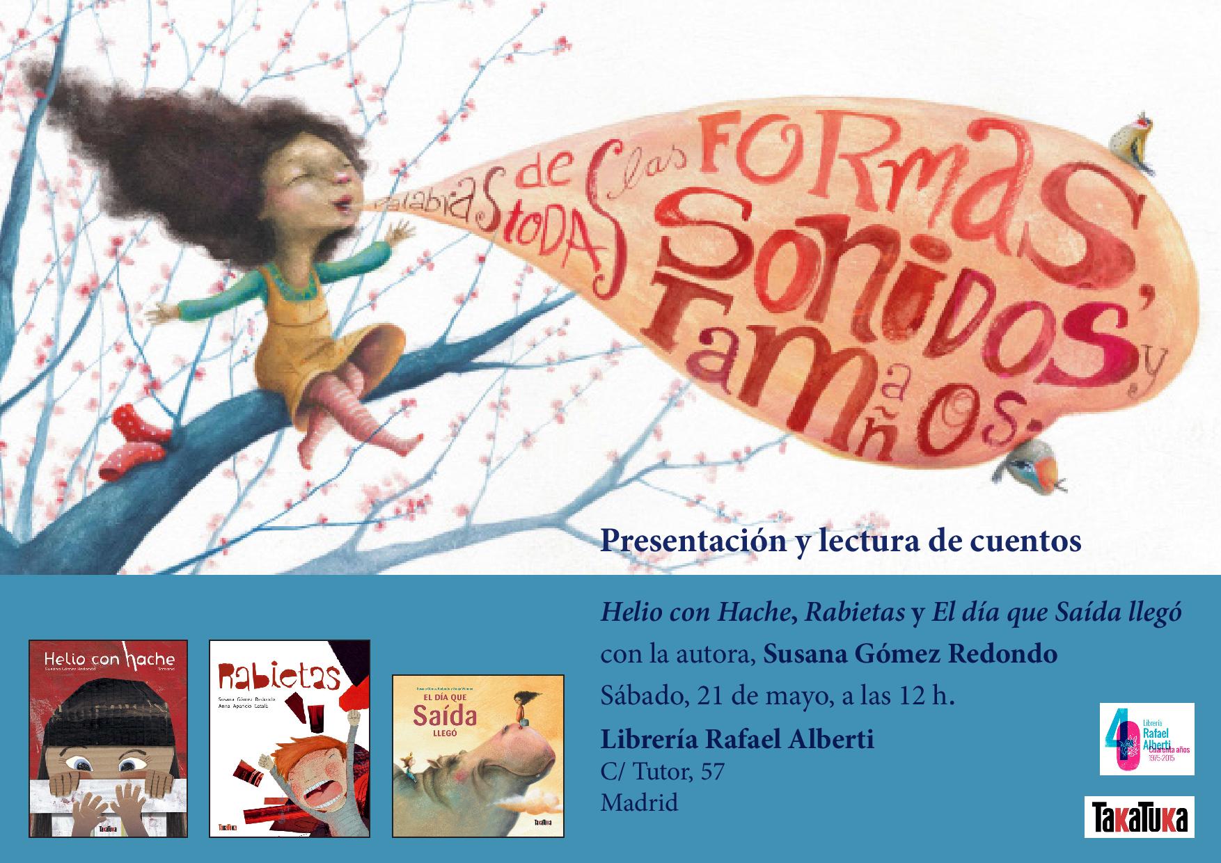 Cuentacuentos y presentación con SUSANA GÓMEZ REDONDO. TAKATUKA