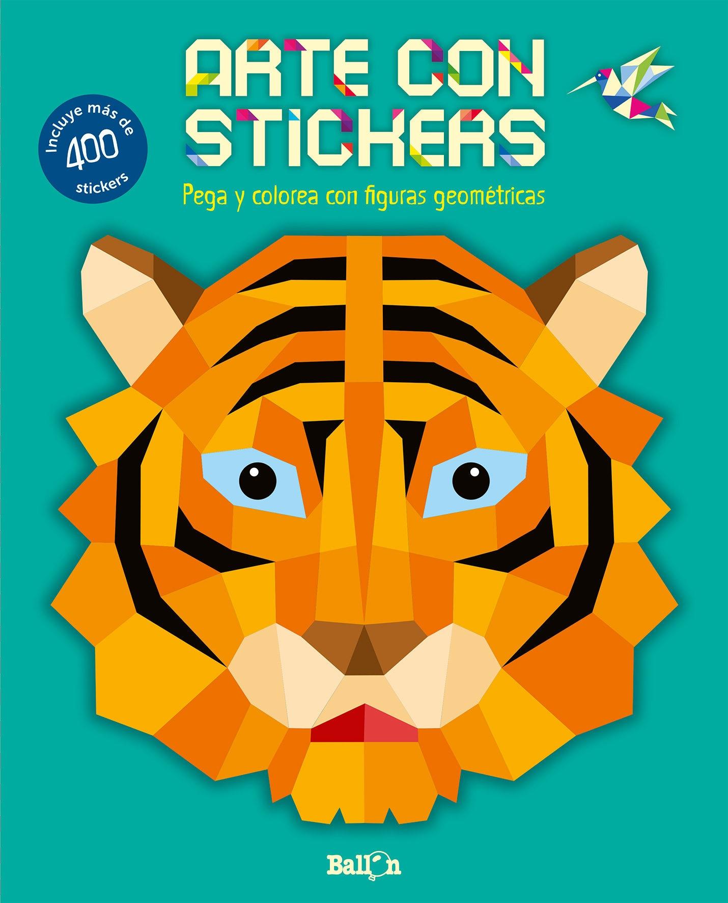Arte con Stickers - Tigre "Pega y Colorea con Figuras Geométricas"
