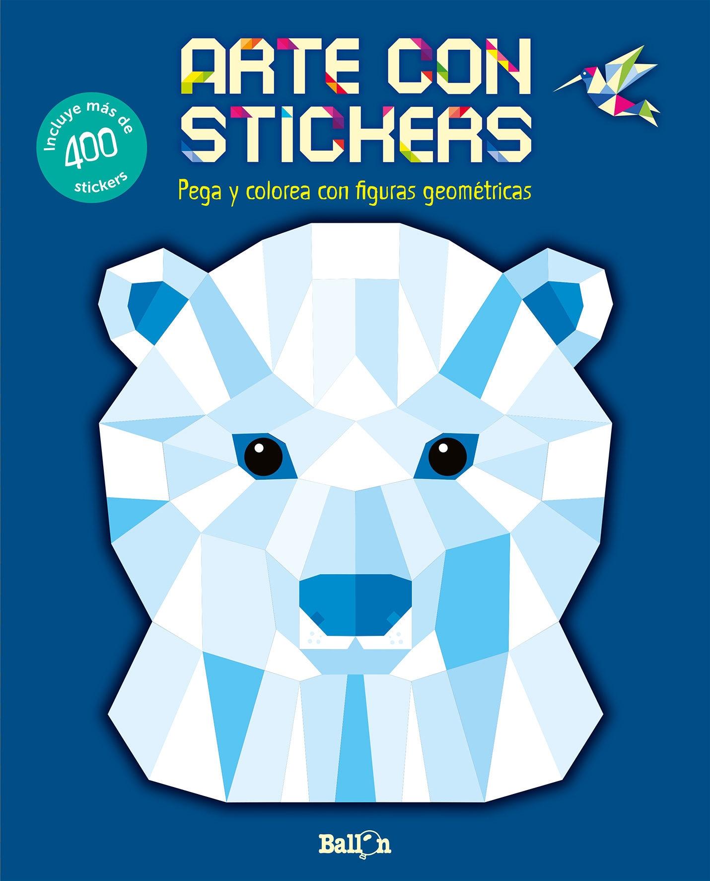 Arte con Stickers - Oso Polar "Pega y Colorea con Figuras Geométricas". 