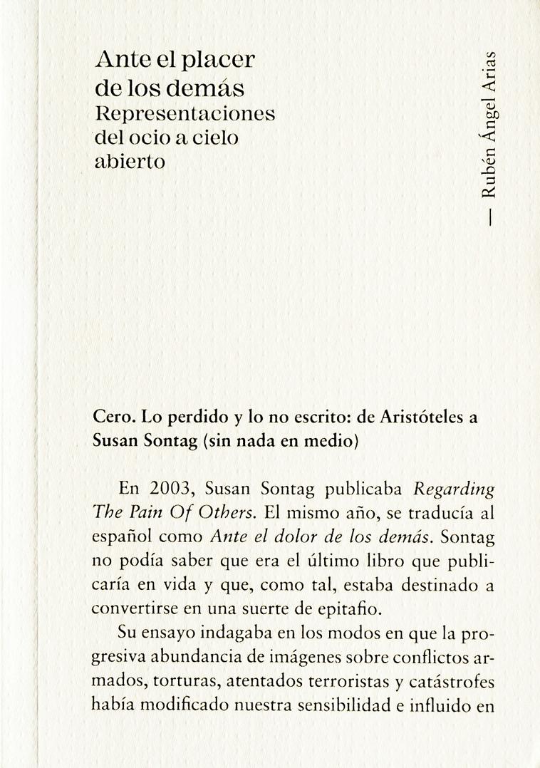 Ante el Placer de los Demás "Representaciones del Ocio a Cielo Abierto". 