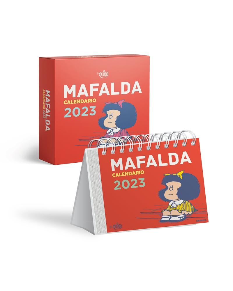Mafalda 2023, Calendario Escritorio Rojo con Caja