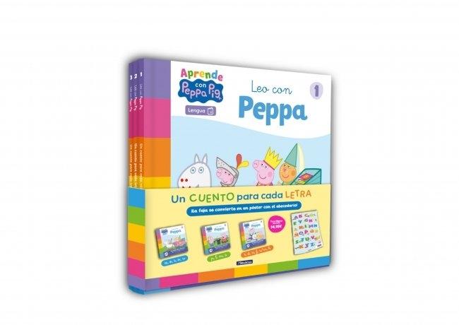 Leo con Peppa. Un cuento para cada letra "Incluye tres libros: Las vocales   p, l, m, s   t, d, n, f, r/rr, h"