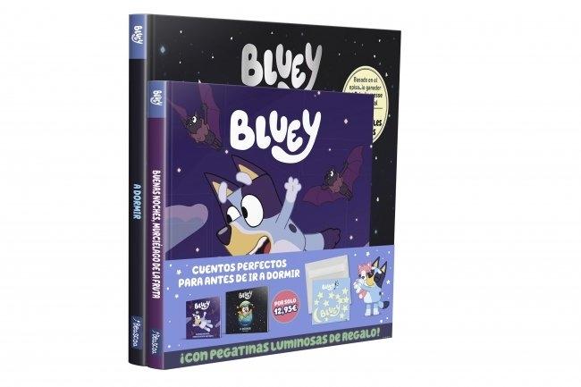 Bluey. Un cuento - A dormir con Bluey. Pack con dos libros de Bluey para leer an "¡Con pegatinas que brillan en la oscuridad de regalo!"